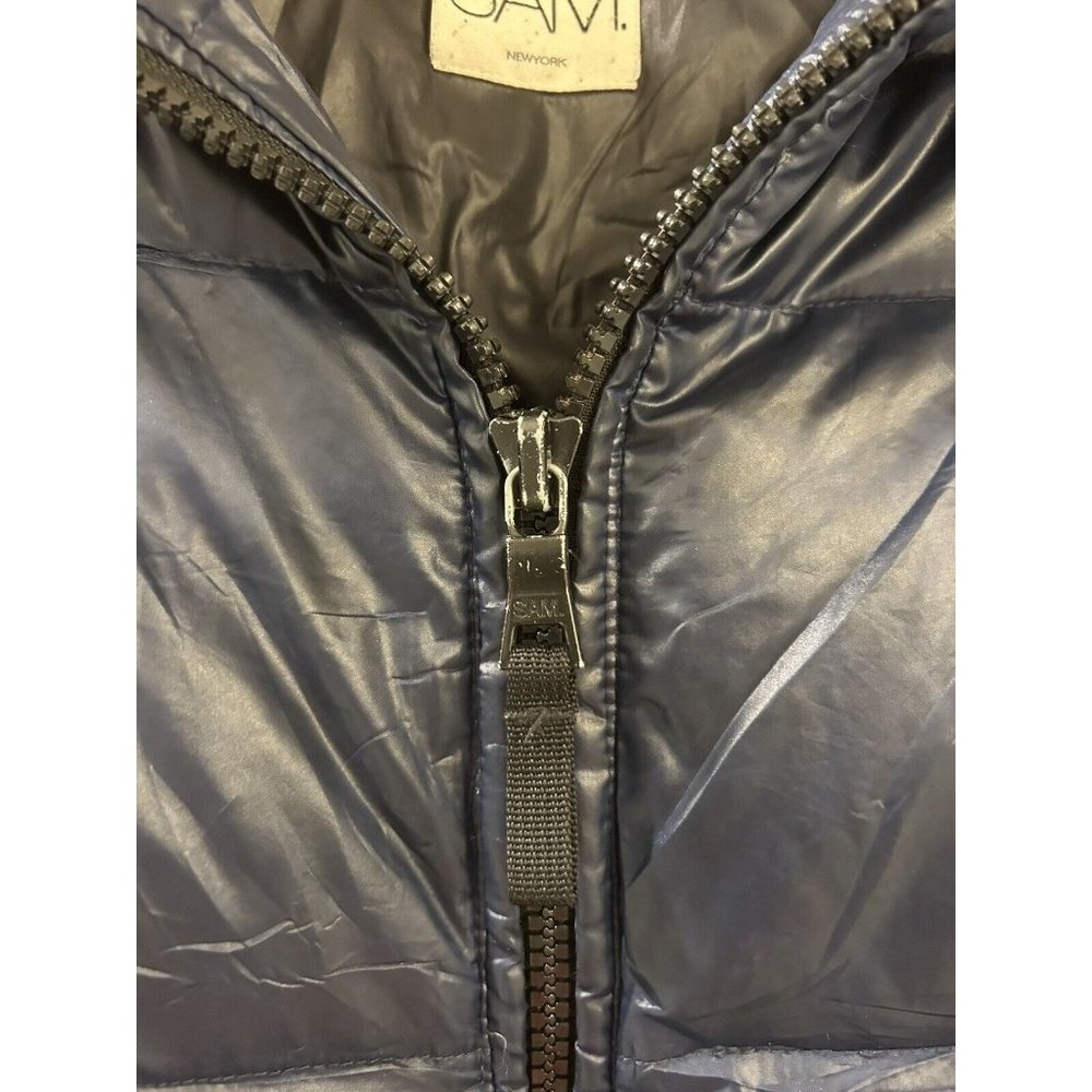 SAM Womens Down Puffer Jacket  Black Raccoon Fur Trimmed Size XXS MSRP 450 - Picture 12 of 13
